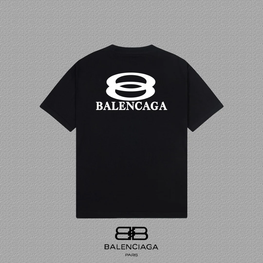 P80✨🔥 BALENCIAGA Paris lettering printed short-sleeved T-shirt. Custom-woven and dyed 300 grams of combed cotton heavyweight fabric. Zero color difference in threads. Perfect details. Different from the current currency version. Welcome to compare. Same Style for men and women. Must-sell in the picture above. Color: White Black Size: 1 2 3 4